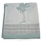 Single block-print cotton dohar blanket with a palm print, 150 x 225 cm, lightweight voile layers