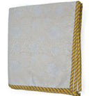 Queen block-print cotton dohar blanket in yellow, 225 x 270 cm, a light alternative to a duvet