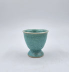 Teal ceramic egg cup, 5 cm diameter x 5 cm