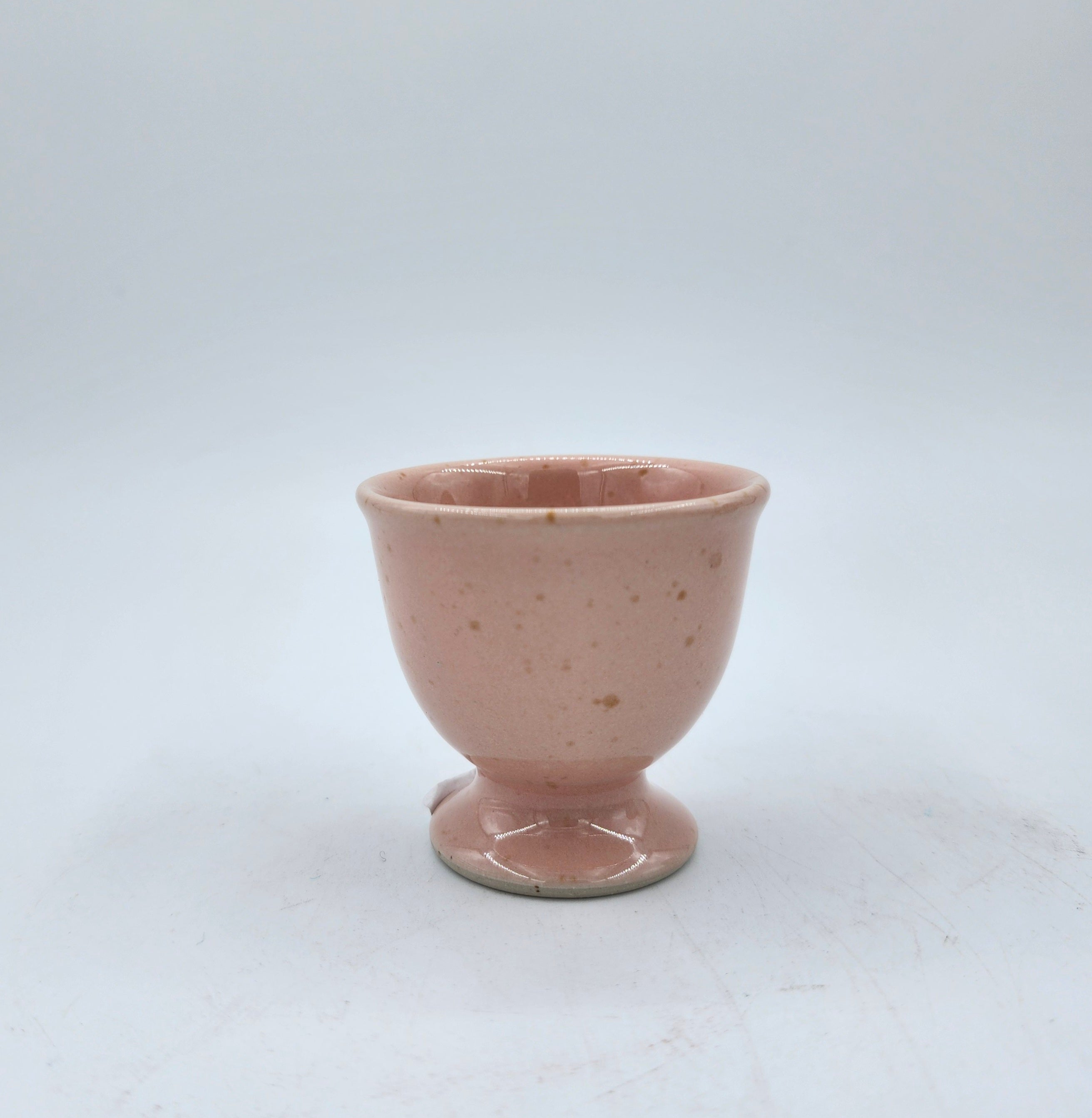 Pink ceramic egg cup, 5 cm diameter x 5 cm