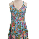 Spring block print sundress in cambric cotton, elasticated bodice with adjustable straps, size small