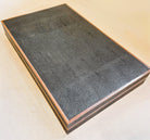 Faux shagreen backgammon board in black, 54 x 34 x 8 cm, walnut and rosewood playing surface, Forwood Design