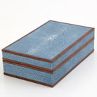 Faux shagreen bridge set in duke blue with walnut trim, 24 x 15 x 7 cm, Forwood Design