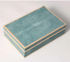 Faux shagreen treasure box in teal with sycamore trim, 23.5 x 14.5 x 7 cm, Forwood Design