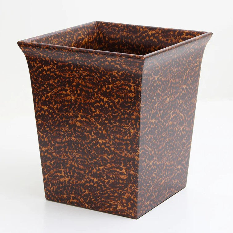 Faux tortoiseshell waste paper bin, 23 x 23 x 27cm