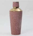 Faux shagreen cocktail shaker in coral by Forwood Design, stainless steel with built-in strainer