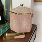 Otis ice bucket in coral faux shagreen by Forwood Design, 18 x 20 x 21 cm, brass handles