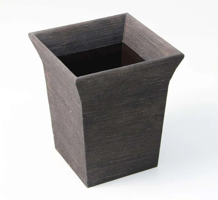 Seal grey faux silk Tarka waste bin, trimmed, detail