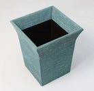 Teal faux silk Tarka waste bin, trimmed, detail