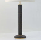 Seal brown faux shagreen column table lamp, 40 x 40 x 78 cm, styled in a room setting