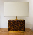 Faux tortoise shell table lamp, short and tall versions side by side, Forwood Design