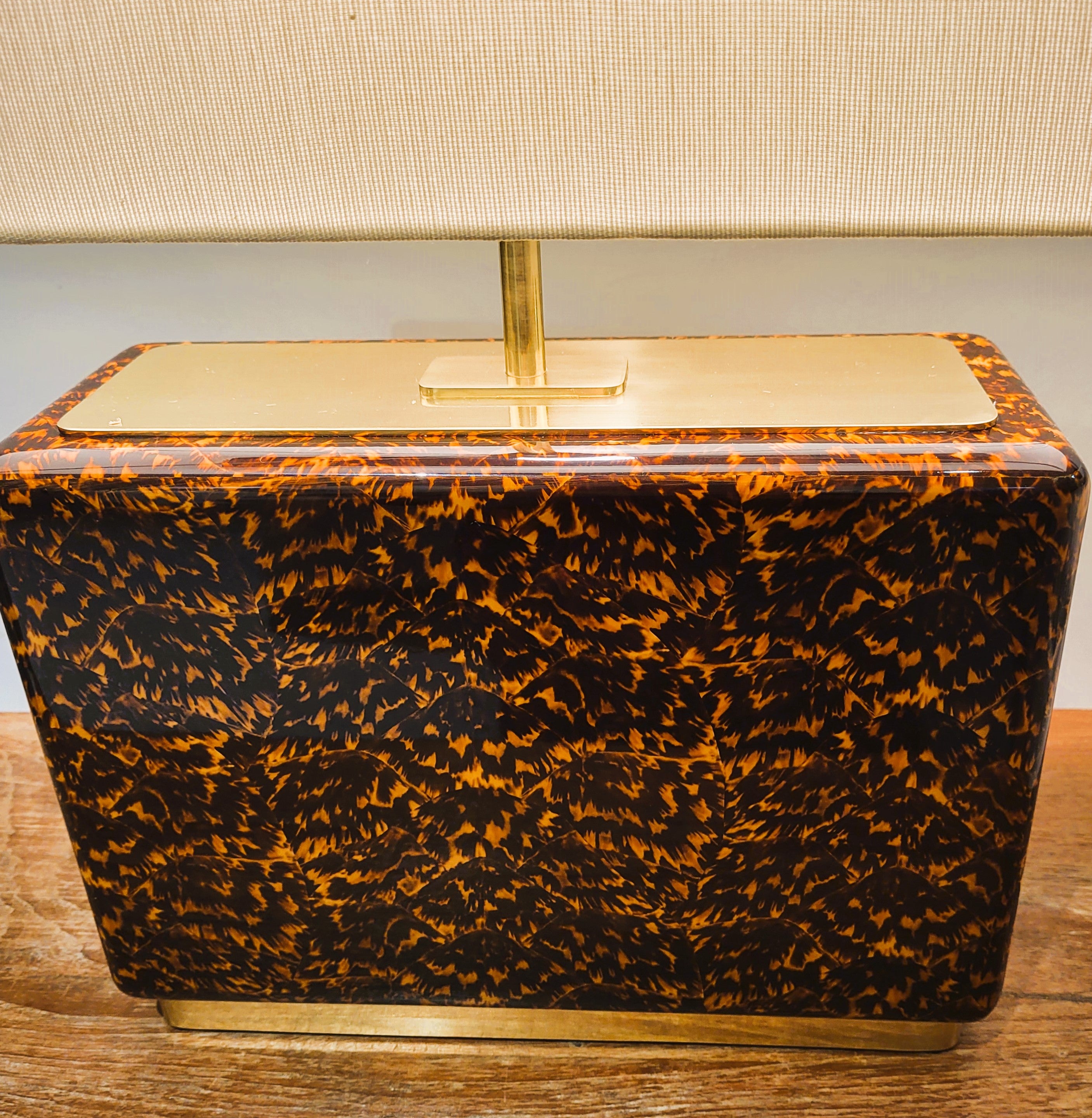 Faux tortoise shell table lamp, short version, 29.5 x 51 cm with shade, Forwood Design