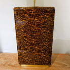 Tall faux tortoise shell table lamp by Forwood Design, 24 x 83 cm with shade, front view