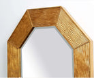 Gold-leaf octagonal mirror with carved ripple detail, 90 cm wall mirror