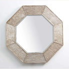 Lennox octagonal wall mirror in antique silver leaf with a carved ripple-effect frame