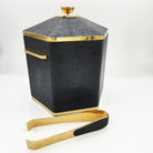 Otis ice bucket in caviar black faux shagreen by Forwood Design, 18 x 20 x 21 cm, double-lined stainless steel