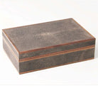Faux shagreen treasure box in seal brown with walnut trim, 23.5 x 14.5 x 7 cm, Forwood Design