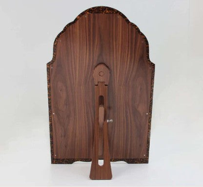 Tortoiseshell vanity mirror, walnut back with adjustable leg