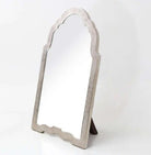 Faux shagreen vanity mirror in silver by Forwood Design, 66 x 40 x 4 cm, adjustable angle