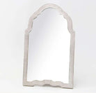 Silver faux shagreen vanity mirror, 66 x 40 x 4 cm, styled on a dressing table