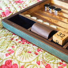 Lincoln green faux shagreen backgammon board by Forwood Design, detail of playing surface