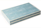 Teal faux shagreen backgammon board by Forwood Design, 54 x 34 x 8 cm, detail view