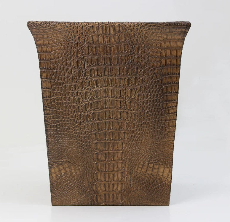 Faux crocodile waste paper bin, textured finish, styled