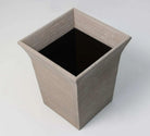 Taupe faux silk Tarka waste bin, trimmed, detail