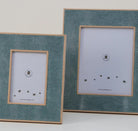 Classic photo frame pair in teal faux shagreen, 5 x 7 and 8 x 10 inch, polished sycamore, Forwood Design