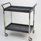 Charcoal faux shagreen Woodstock drinks trolley, engineered wheels detail