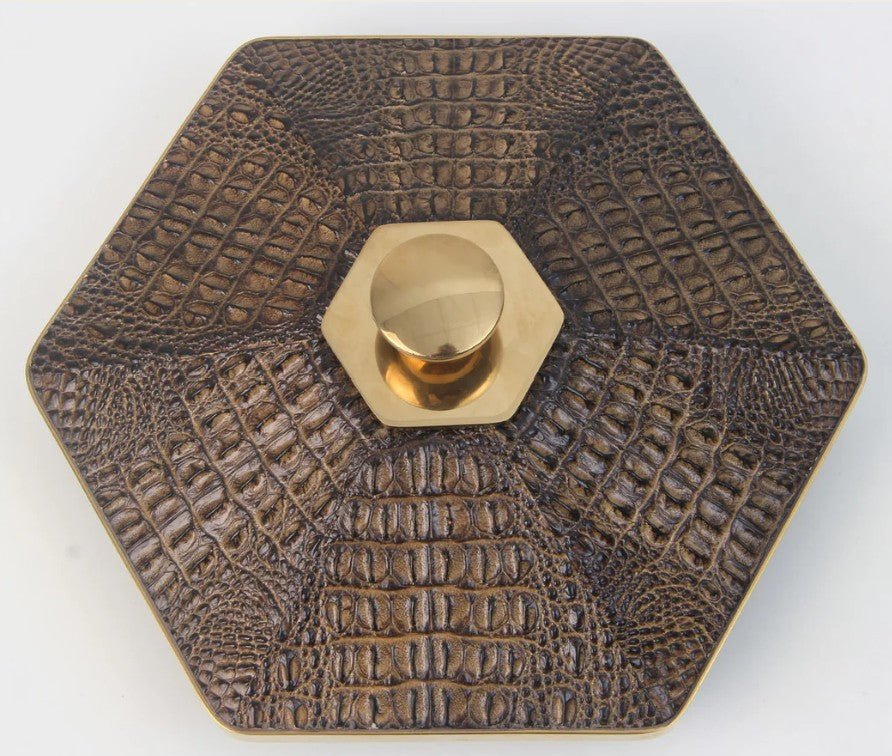 Crocodile faux-shagreen ice bucket, double-lined