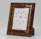 Faux tortoiseshell photo frame, small 7 x 5 inch size, Forwood Design with brass trim and walnut back