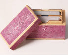 Pink faux shagreen playing card box by Forwood Design, 12 x 6 x 8 cm, open view