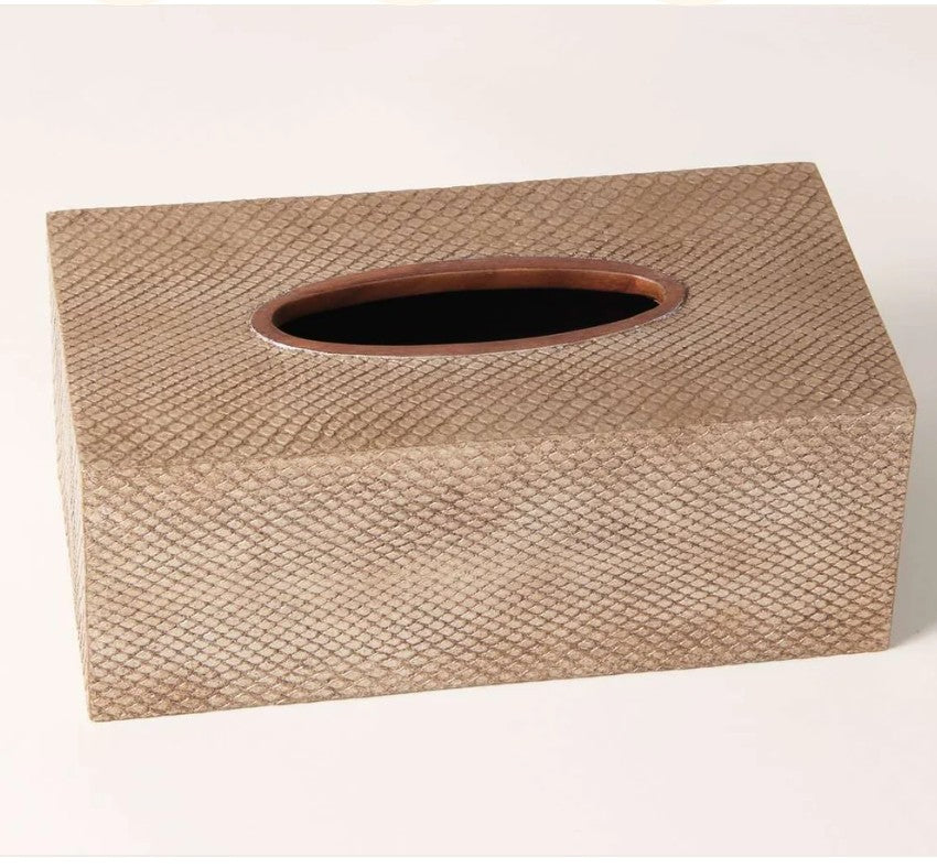 Antique silver faux boa leather tissue box cover, Forwood Design, detail