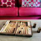 Travel backgammon set in Lincoln green faux shagreen, 25.5 x 17 x 5 cm, Forwood Design