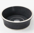 Jet black faux shagreen wine coaster by Forwood Design, 16 x 16 x 5 cm, with bottle