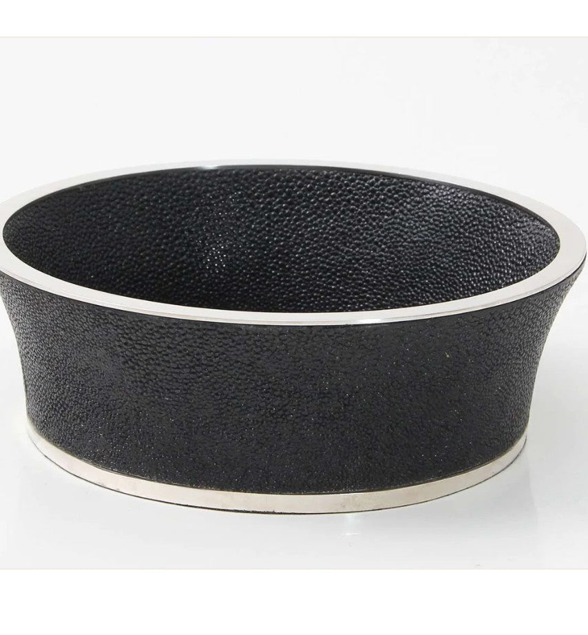 Jet black faux shagreen wine coaster, 16 x 16 x 5 cm, detail of texture