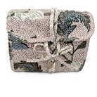 Flower Linen hanging cosmetic bag by Ceannis in dusty pink, six zipped compartments
