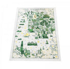 Kowloon Willow linen tea towel, green and gold toile design, 48 x 70 cm