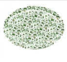 HK Toile oval platter in green and gold, fine bone china, 32 x 24 cm, Faux