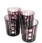 Hand-cut grape-coloured tumbler by Faux, detail of the cut glass
