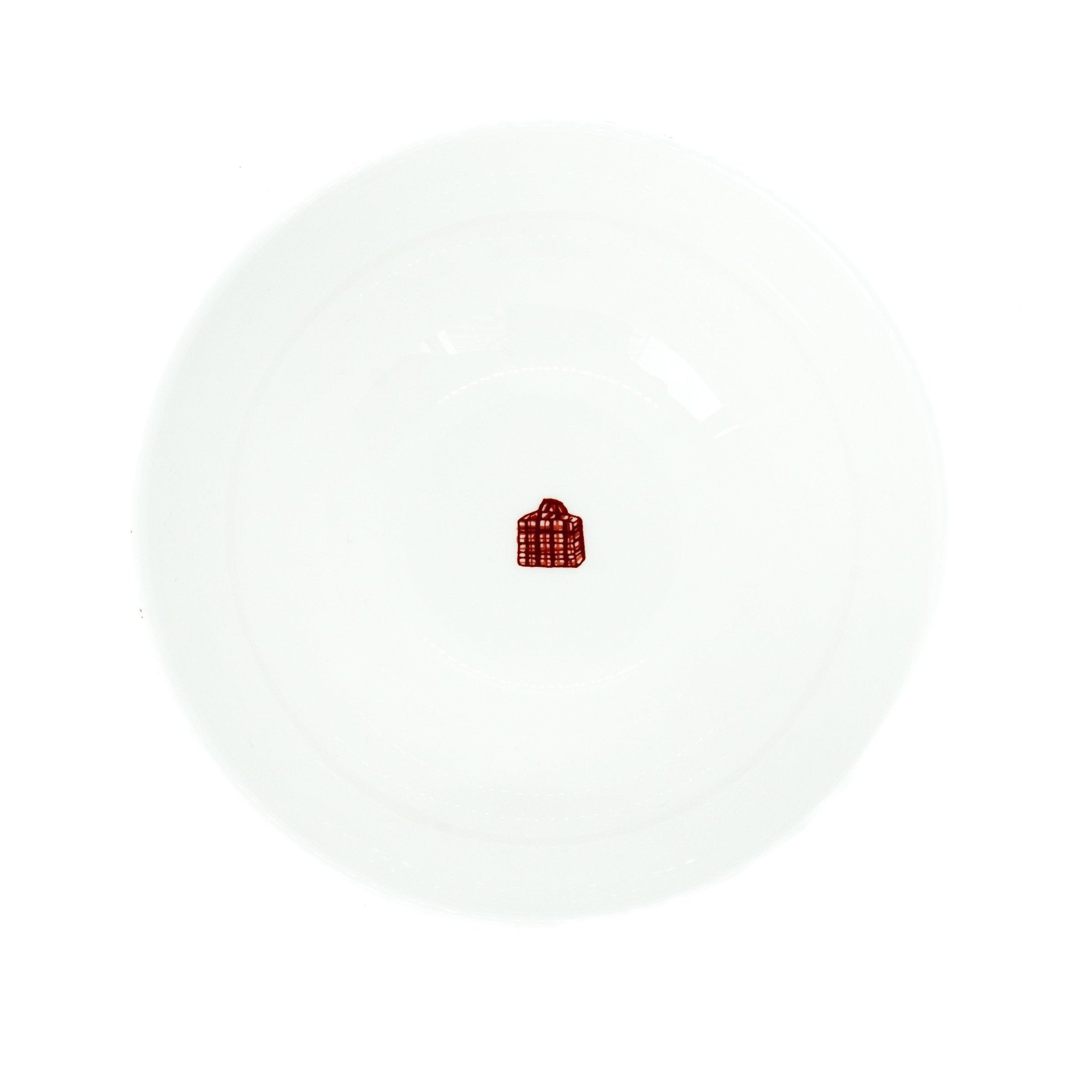Icon noodle bowl with amah bag motif inside, red HK Toile exterior, bone china, 14.5cm