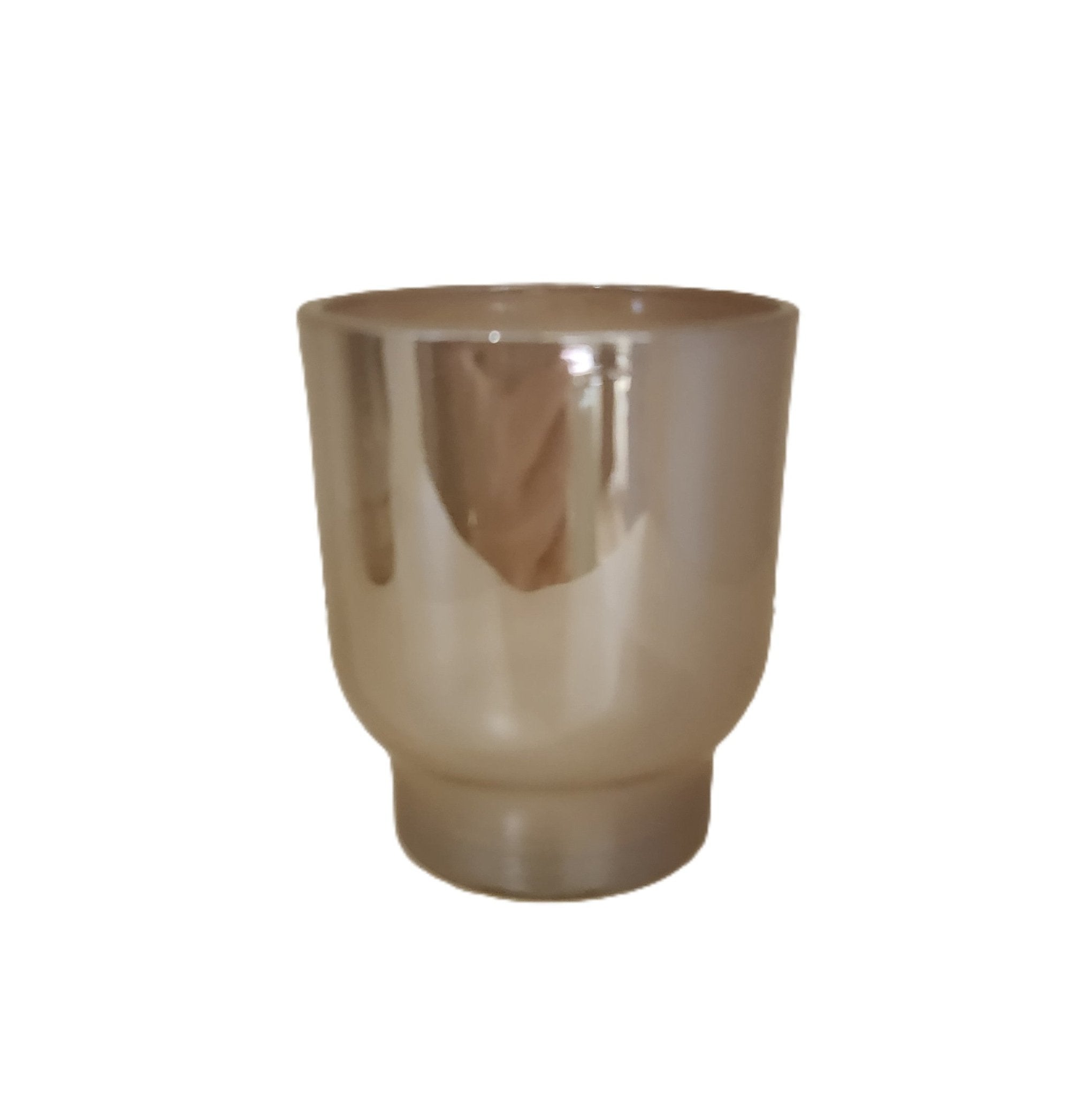 Iridescent glass tea light holder pearl