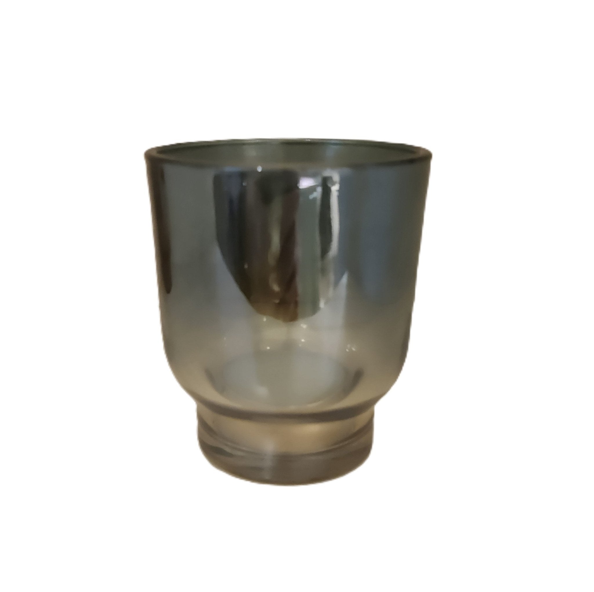Iridescent glass tea light holder teal