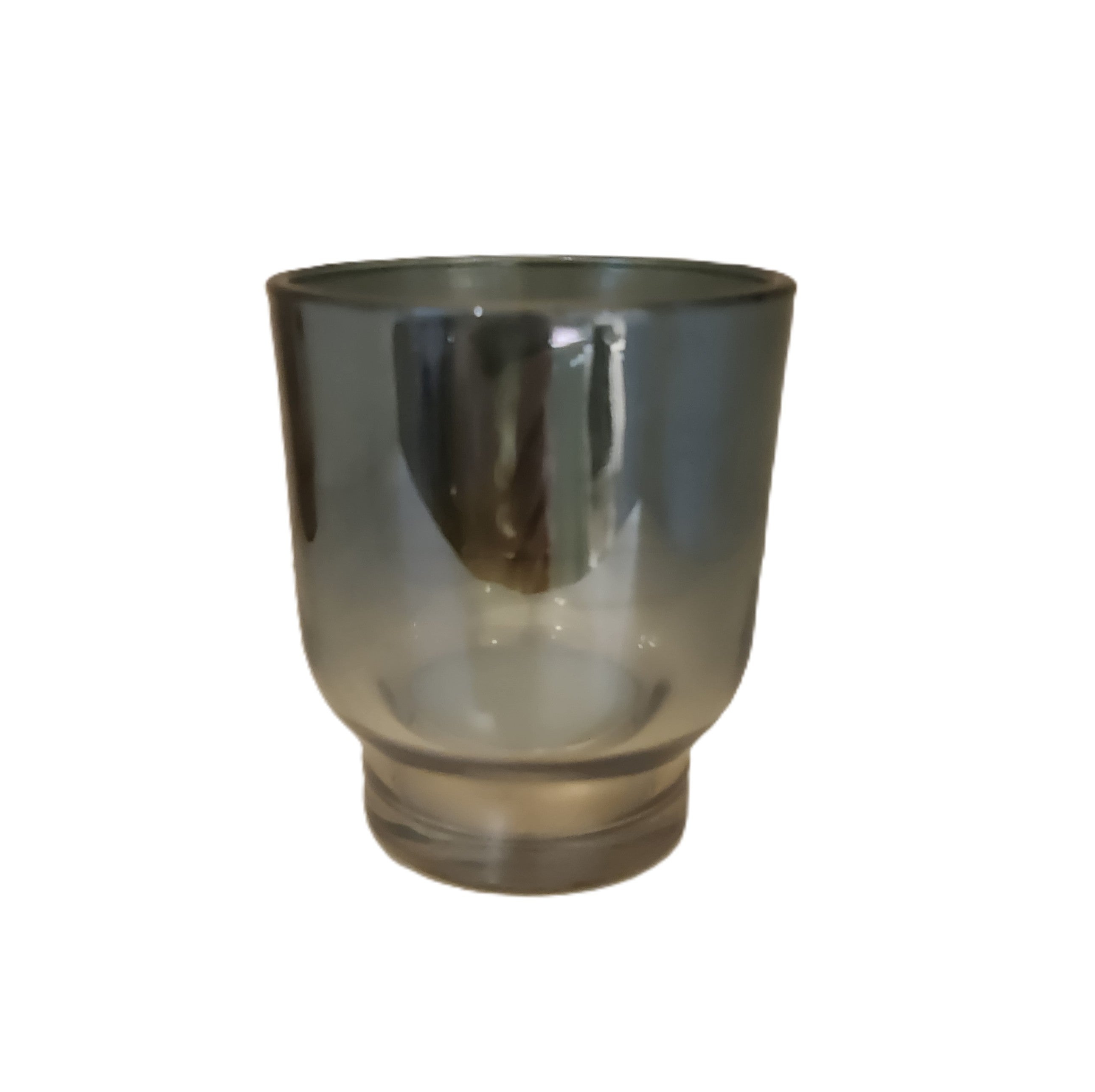Iridescent glass tea light holder teal