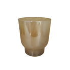 Iridescent glass tea light holder yellow