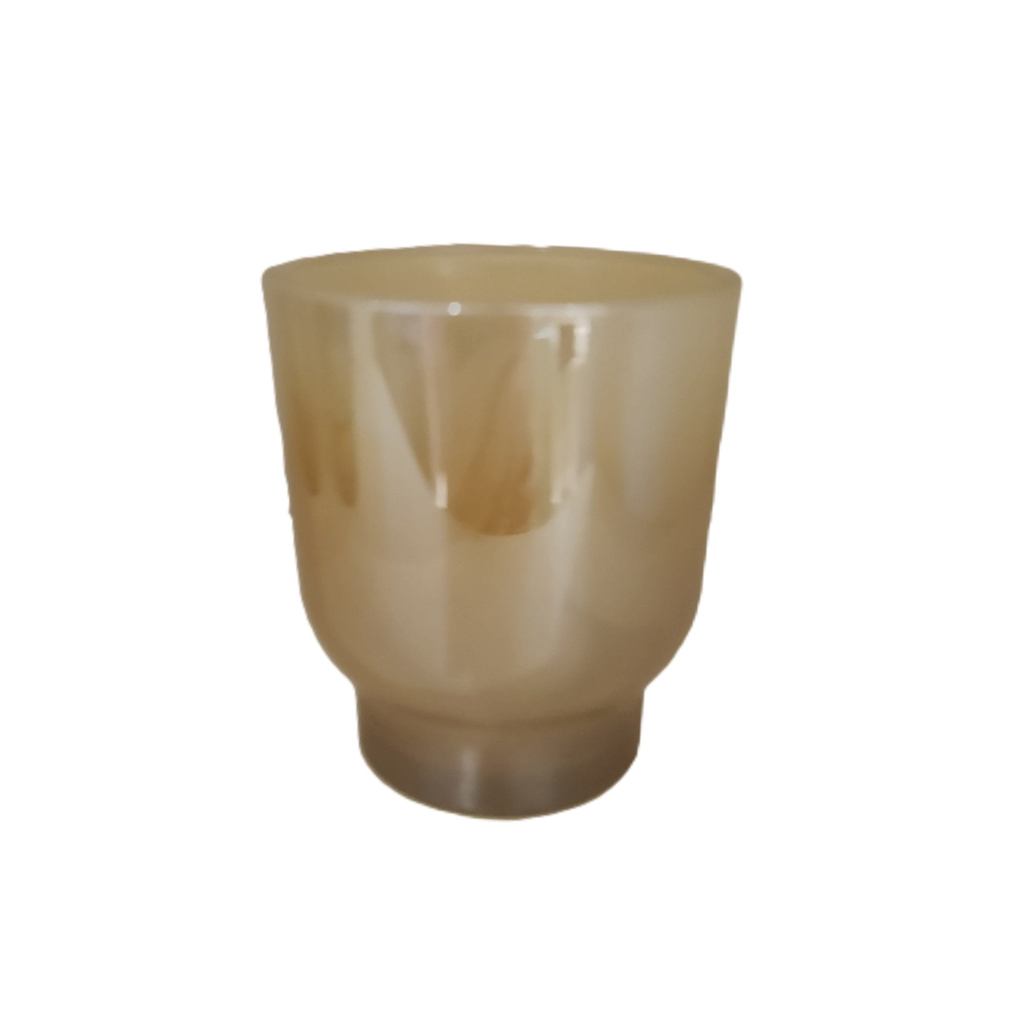 Iridescent glass tea light holder yellow