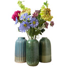 Glazed ceramic vase in blue and green, 30 cm tall, handmade in Vietnam