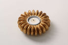 Gold seed pod tea light holder, antiqued finish, detail