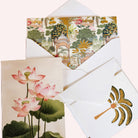 Inside greeting cards, selection of blank designs with envelopes